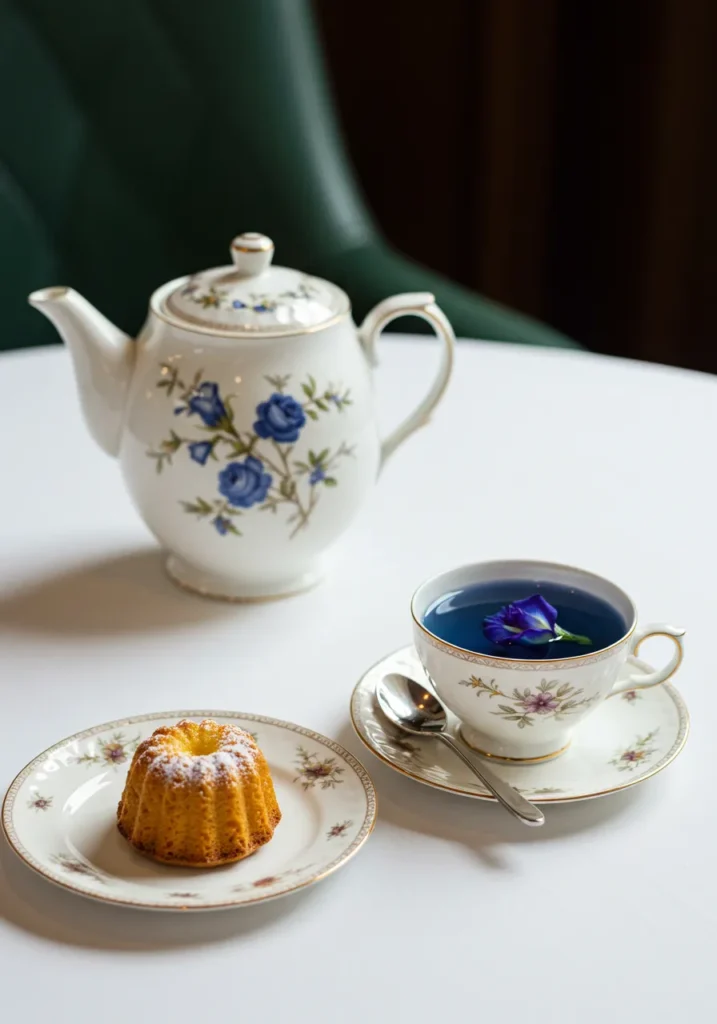 butterfly pea tea with cake