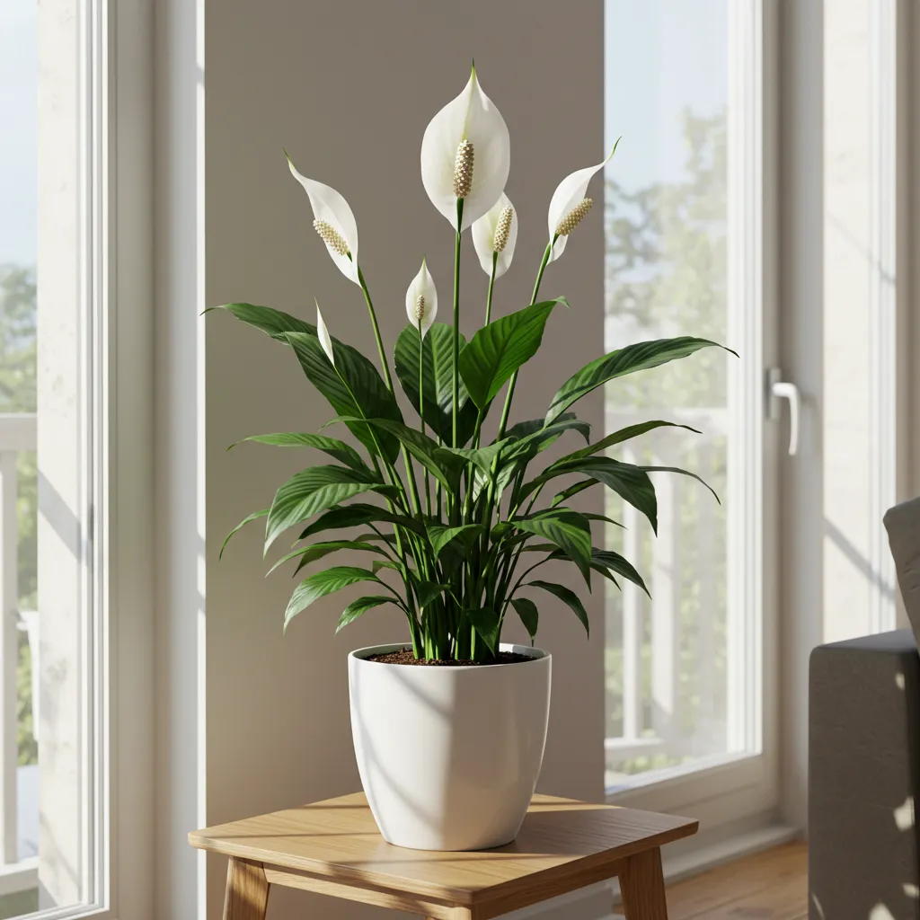 beautiful peace lily indoor