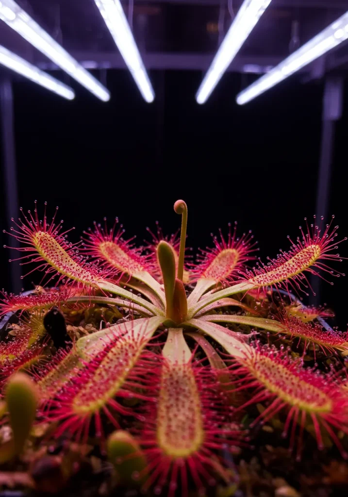 sundew with  Fluorescent Grow Lights